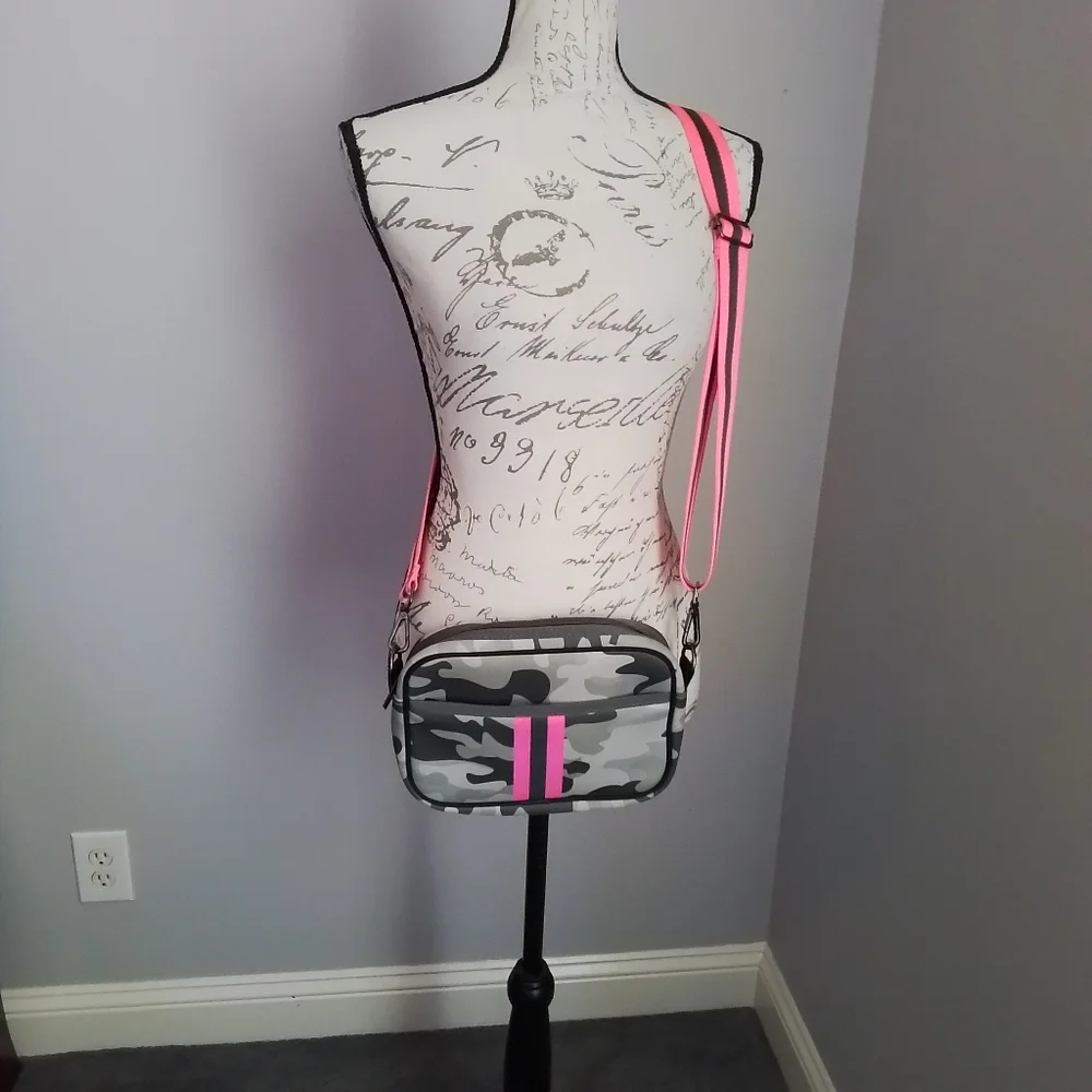 Haute Shore Drew Camo & Pink Neoprene Crossbody Bag